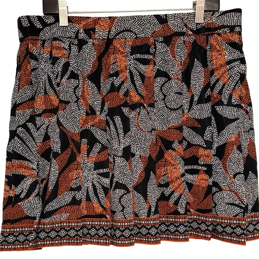 Chico's Tennis Skirt Size 12 Black Orange Floral Mosaic Print Activewear Casual